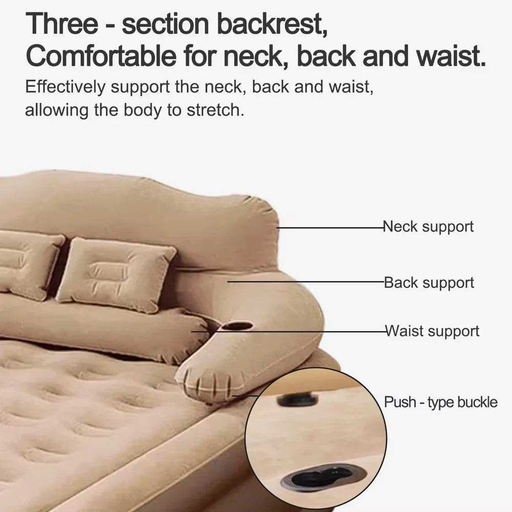 Gray 2-Person Inflatable Air Mattress 48cm High Folding Bed for Camping Home