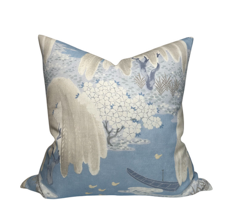Willow Tree Pillow Cover in Soft Blue