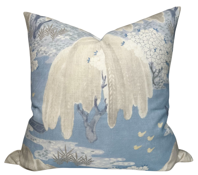 Willow Tree Pillow Cover in Soft Blue