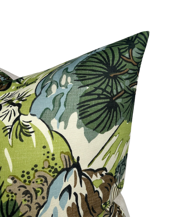 Pagoda Pillow Cover in Green + Brown