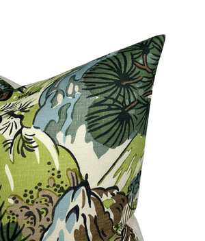 Pagoda Pillow Cover in Green + Brown