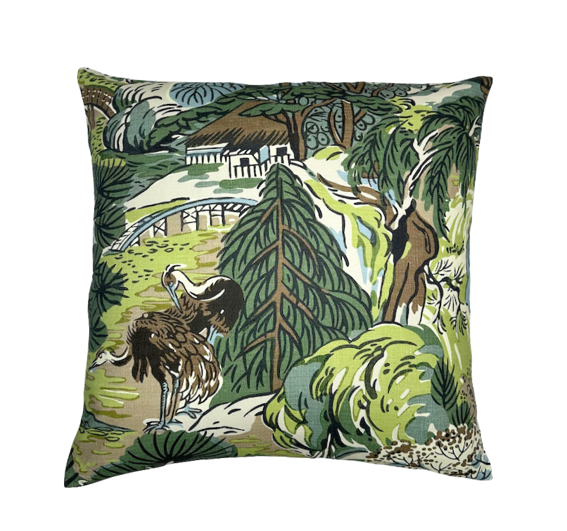 Pagoda Pillow Cover in Green + Brown