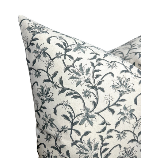 Vina Floral Print Pillow Cover in Indigo