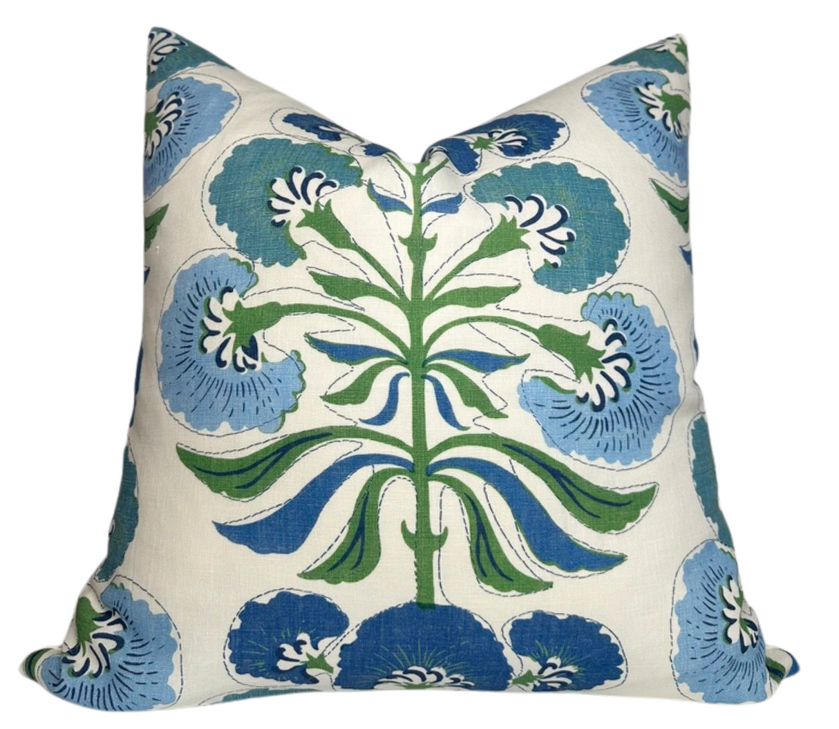 Tybee Tree Pillow Cover in Blue + Green