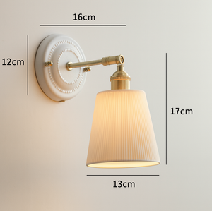 Vintage Japanese Ceramic Brass Wall Light E27 Hardwired