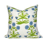 Mughal Pillow Cover in Sky Blue and Pistachio, Schumacher Textiles