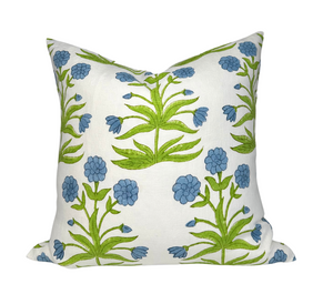 Mughal Pillow Cover in Sky Blue and Pistachio by DEKOWE