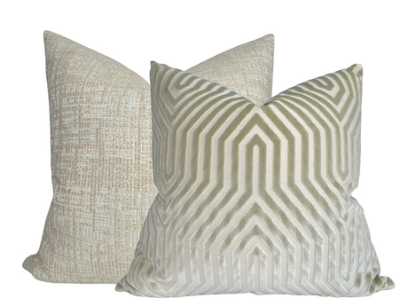 Vanderbilt Pillow Cover in Greige, Schumacher Textiles