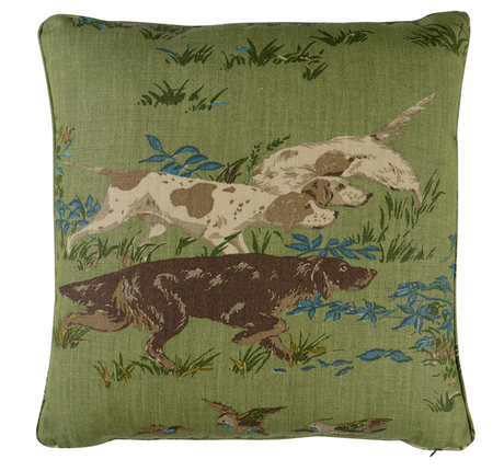 Pointers Pillow Cover in Meadow Green, Schumacher Textiles