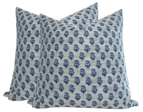 Rajmata Woven Pillow Cover in Blue, Indoor/Outdoor Pillows, Peter Dunham Textiles