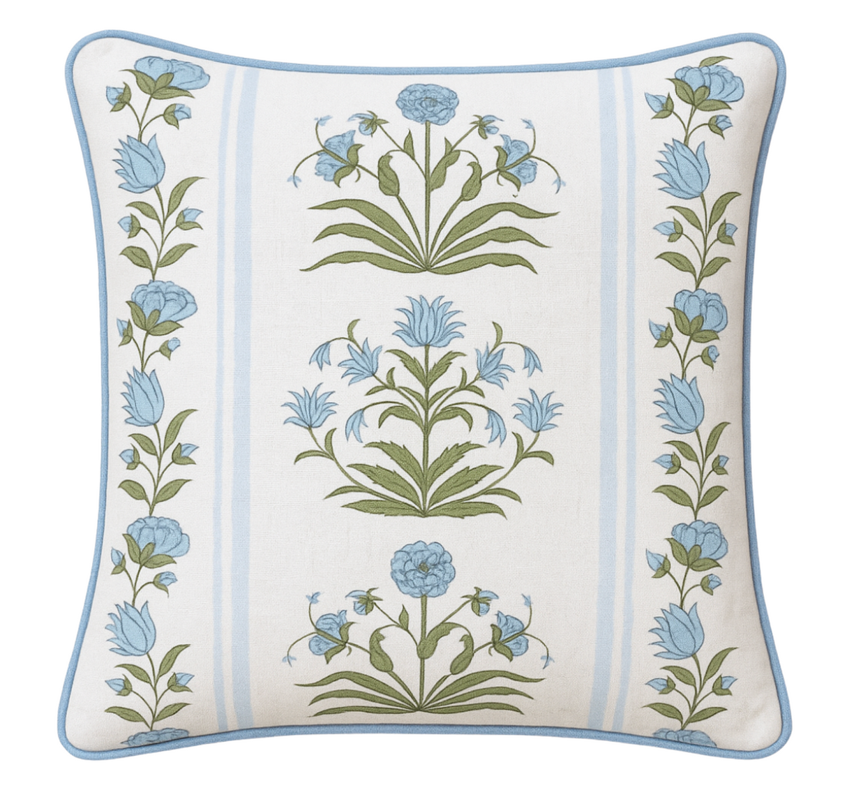Royal Poppy Stripe Pillow Cover in Sky, Schumacher Textiles