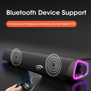 4D Computer Bluetooth Speaker Bar – Stereo Sound Subwoofer for PC, Laptop & Mac