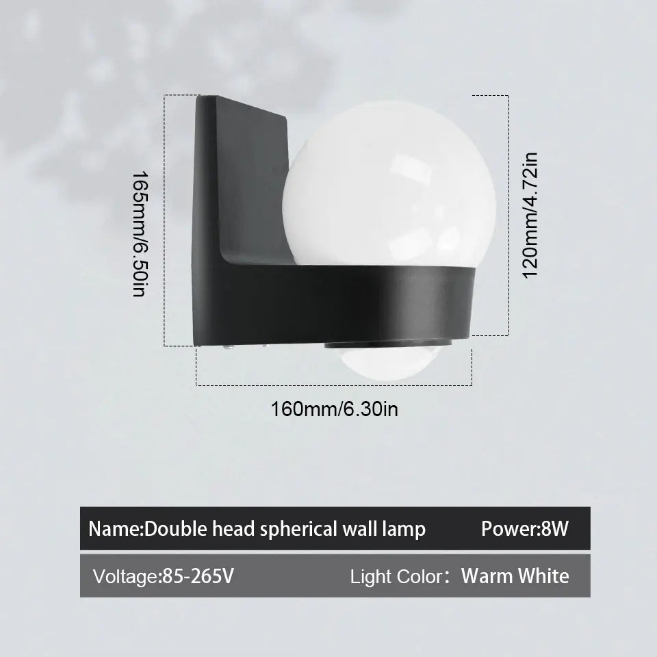 IP66 Waterproof LED Wall Light 8W Outdoor Indoor Lamp for Porch Balcony