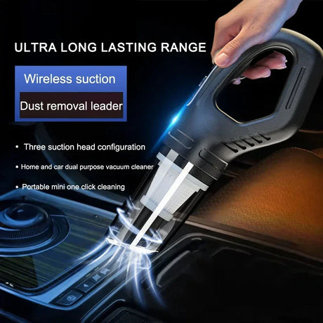 120W Cordless Car Vacuum Cleaner Powerful Suction USB Rechargeable for Pet Hair