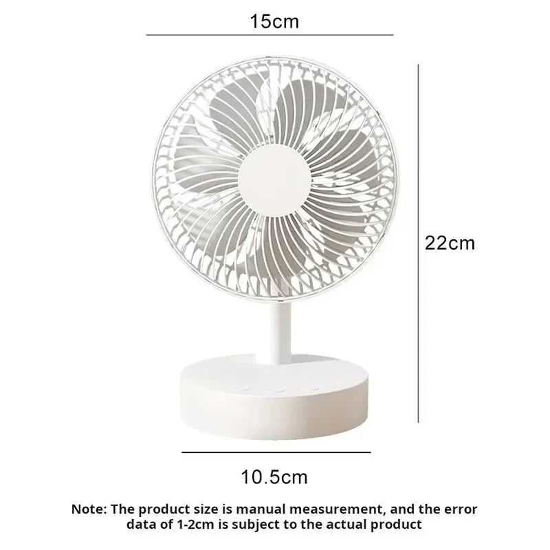 Portable Rechargeable Fan 4-Speed Silent 8-Hour Timer