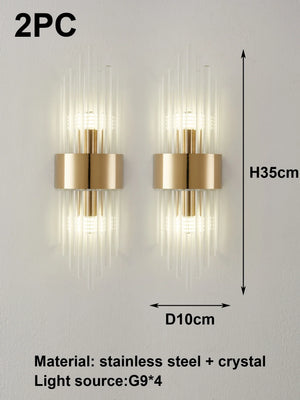 Crystal Wall Sconce G9 – Gold/Black Stainless Steel Light for Bedroom & Living Room