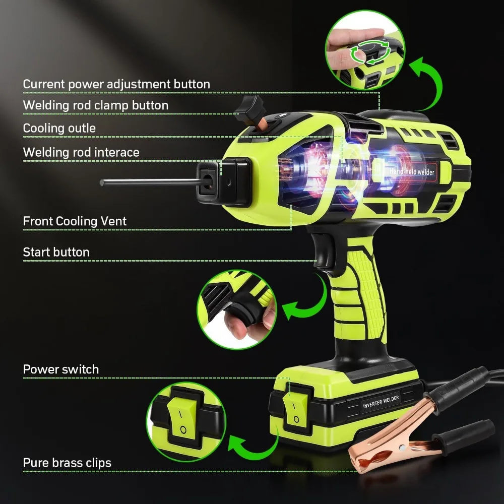110V Handheld Portable Welding Machine IGBT Inverter ARC Welder 20-120Amp Gun