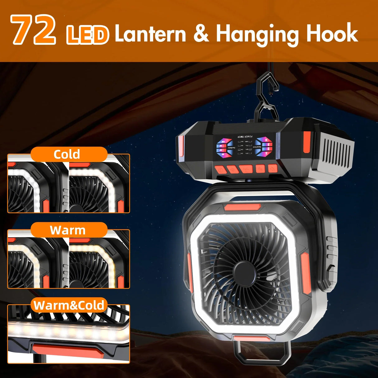 Camping Fan 40000mAh Rechargeable with LED Light Power Bank