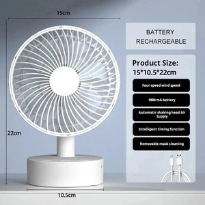 Portable Rechargeable Fan 4-Speed Silent 8-Hour Timer