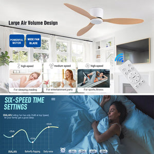 42/52 Inch Ceiling Fan 6-Speed DC Motor Remote Control