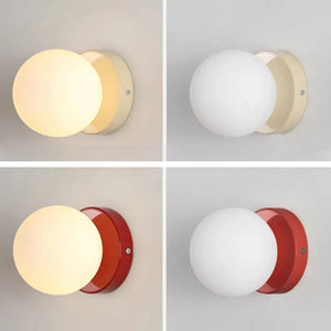 Nordic Glass LED Wall Lamp Orb Sconce for Bedroom Hallway Staircase