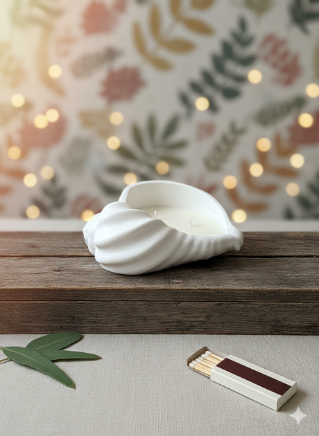 Jesmonite Seashell Candle | Luxury Coastal Home Accent