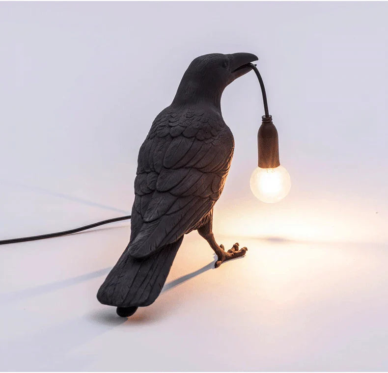 Crow Bird Wall Lamp – Resin Bedside Night Light for Bedroom & Living Room Decor