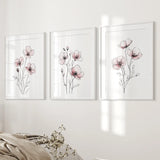 Floral Minimalist Art Posters. 3 Piece Wall Decor
