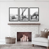 Black White Farm House Wall Décor. Horse, Hay Bales