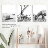 Black White Farm House Wall Décor. Horse, Hay Bales