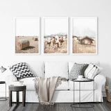 Rustic Fall Set of 3 Posters. Wooden Barn, Cows, Hay Bales