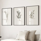 Vintage Floral 3 Piece Wall Art. Rustic Botanical Posters