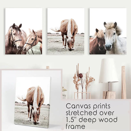 Horses. Modern Farmhouse Prints. Western Set of 3