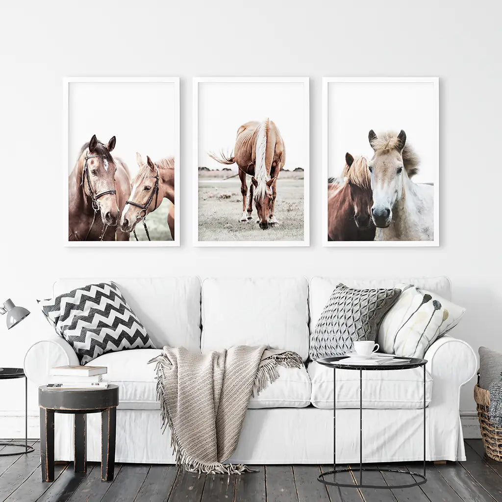 Horses. Modern Farmhouse Prints. Western Set of 3