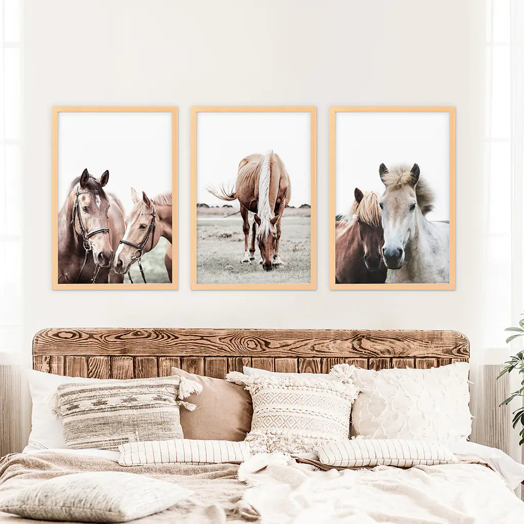 Horses. Modern Farmhouse Prints. Western Set of 3