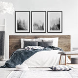 Black White Misty Forest Wall Art Set of 3