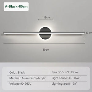 LED Mirror Front Wall Light – 40/60cm Gold Black Indoor Lamp for Bathroom & Bedroom