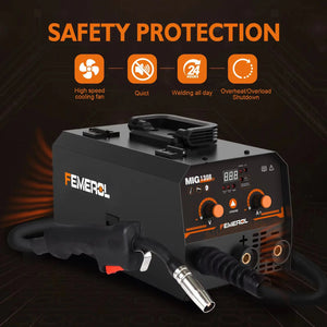 2-in-1 MIG Welder 130A Gasless Flux Core ARC IGBT Welding Machine for Home DIY