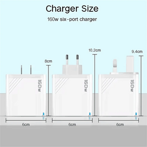 160W Multi-Port USB Charger – Fast Charging Type-C Wall Adapter for iPhone & Android