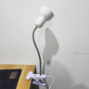 E27 Clip Desk Lamp Adjustable Gooseneck Clamp Light for Bedside Bookshelf
