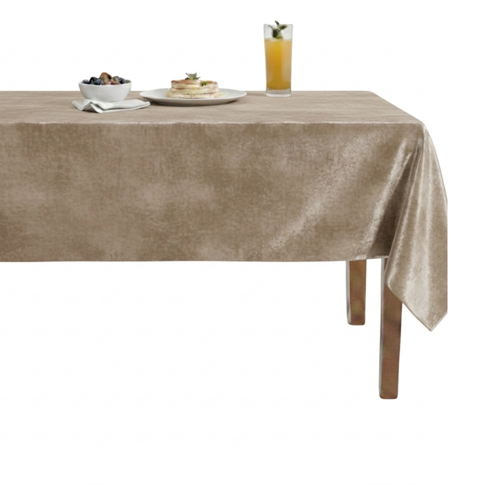 Velveteen72 Solid Plain Velvet Tablecloth – Champagne