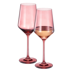 Tonal Stemmed Wine Glassware, Cranberry Red, Set of 2
