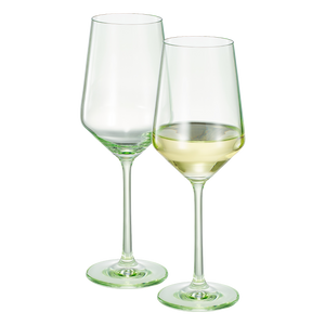 Monet Stemmed Wine Glassware, Green, Set of 2
