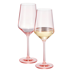 Monet Stemmed Wine Glassware, Pink, Set of 2