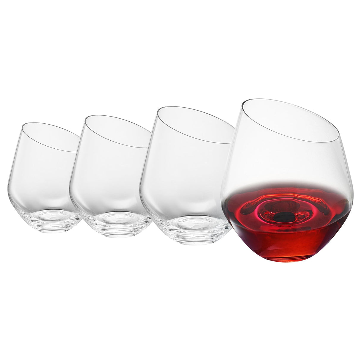 Classica Slanted Stemless Wine Glassware, Set of 4