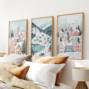 Christmas Village Cute Winter Landscape Posters