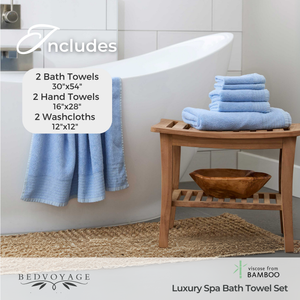 Bamboo Cotton Spa Towel Set - Viscose from Bamboo + Cotton - 6pc Set - Ocean