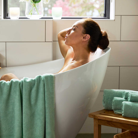 Bamboo Cotton Spa Towel Set - Viscose from Bamboo + Cotton - 6pc Set - Seaglass