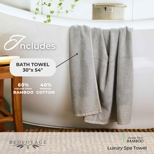 Bamboo Cotton Spa Towel Set - Viscose from Bamboo + Cotton - 6pc Set - Stone