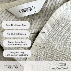 Bamboo Cotton Spa Towel Set - Viscose from Bamboo + Cotton - 6pc Set - Stone